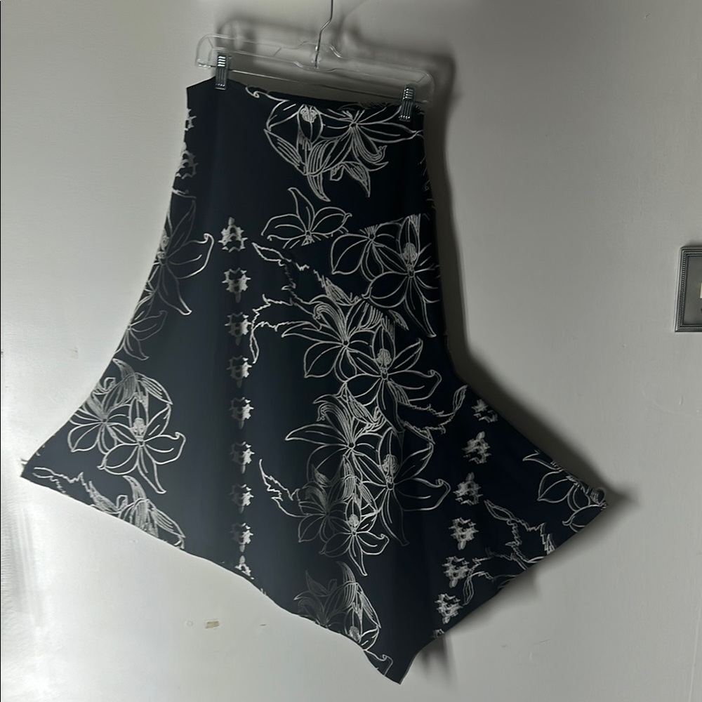 Floral Black and White Skirt